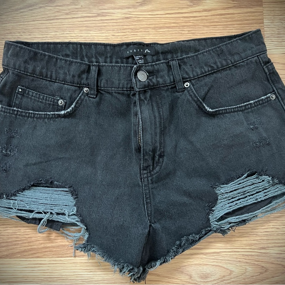 Rusty Black Distressed Women's Shorts Size 7US